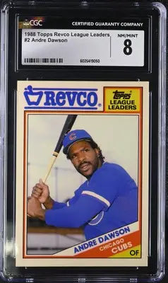 Graded Andre Dawson baseball card from 1988 Topps Revco League Leaders collection