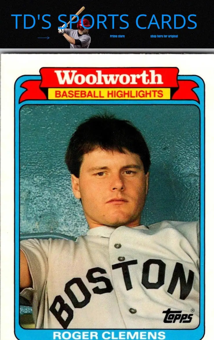 Roger Clemens baseball card from 1988 Topps Woolworth Baseball Highlights series
