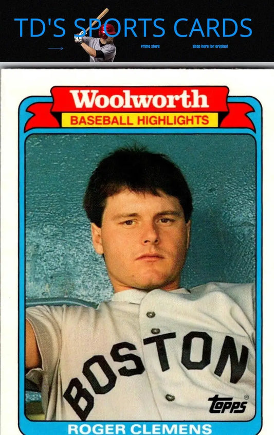 Roger Clemens baseball card from 1988 Topps Woolworth Baseball Highlights series