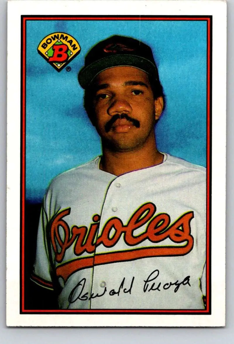 Oswaldo Peraza Baltimore Orioles Baseball Card against blue backdrop in white uniform