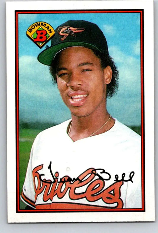 Juan Bell Baltimore Orioles baseball card in white jersey and black cap