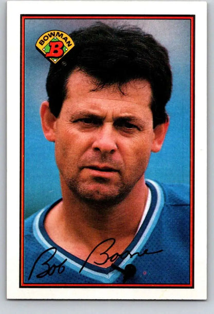 Bob Boone Kansas City Royals baseball trading card in blue uniform and dark hair
