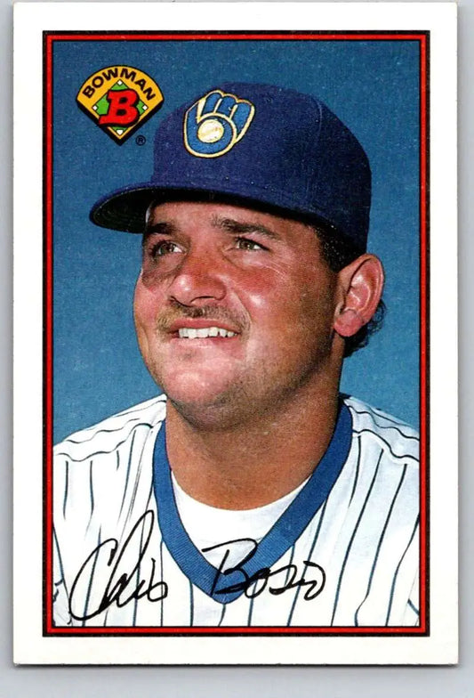 Chris Bosio in Milwaukee Brewers cap and pinstriped uniform on baseball card