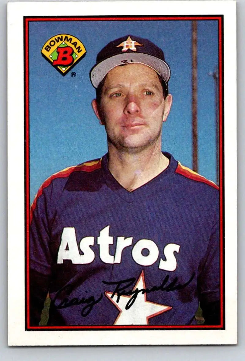Baseball card of Craig Reynolds in navy blue Houston Astros uniform