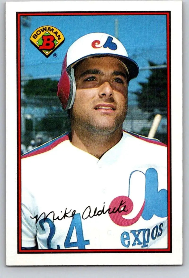 1989 Bowman #368 Mike Aldrete Baseball Card featuring Montreal Expos player in white uniform