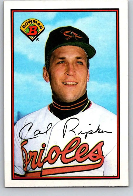Cal Ripken Jr. Baltimore Orioles baseball card with black cap and team jersey