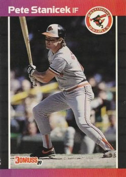 1989 Donruss #169 Pete Stanicek NM-MT Baltimore Orioles Baseball Card at bat