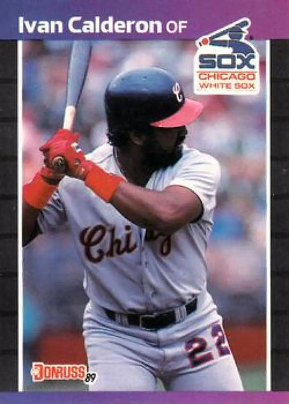 Baseball card of Chicago White Sox player Ivan Calderon in batting stance