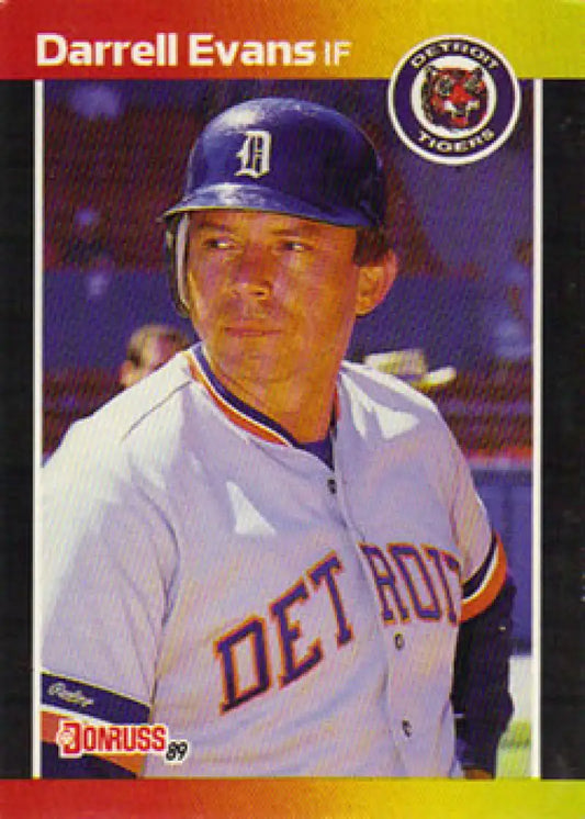 1989 Donruss Darrell Evans baseball card featuring Detroit Tigers player in home uniform