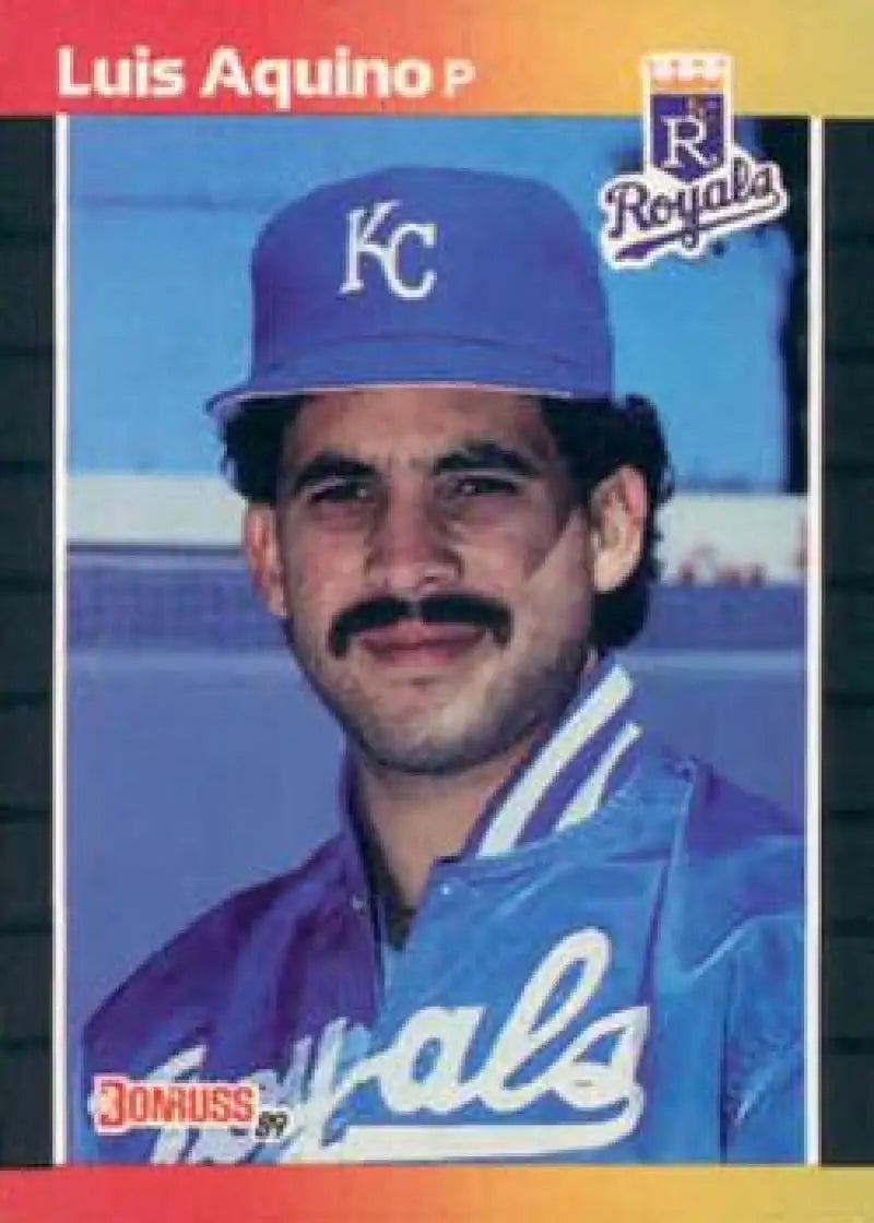 Kansas City Royals 1989 Donruss Luis Aquino baseball card in blue uniform