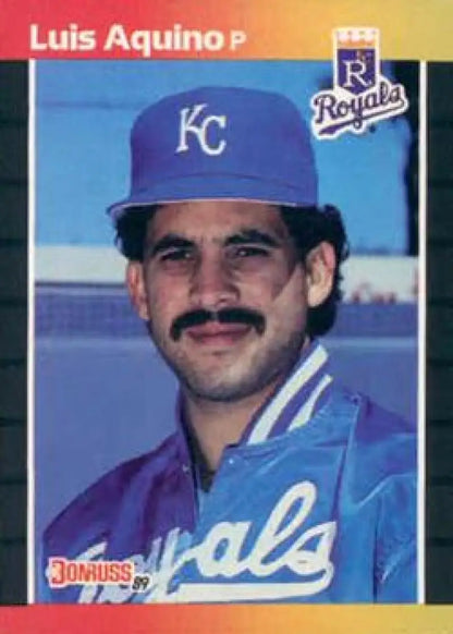 Kansas City Royals 1989 Donruss Luis Aquino baseball card in blue uniform