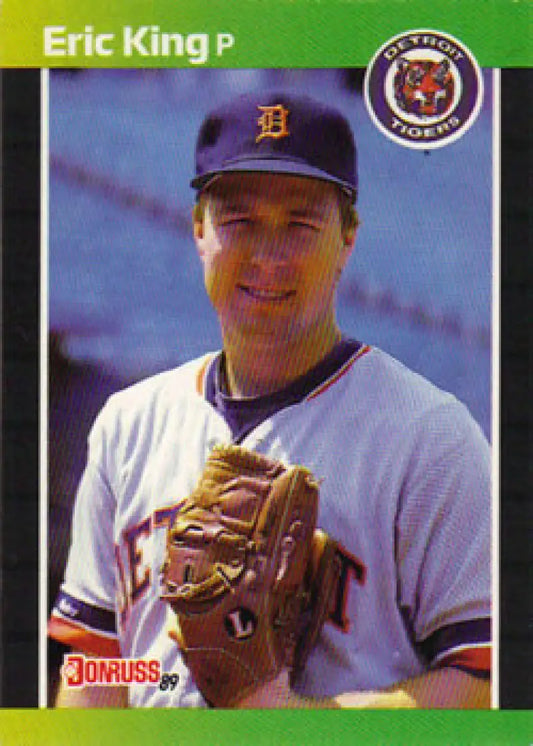 Eric King Detroit Tigers Baseball Card in white home uniform with glove