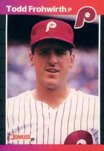 Todd Frohwirth in Philadelphia Phillies uniform on 1989 Donruss baseball card