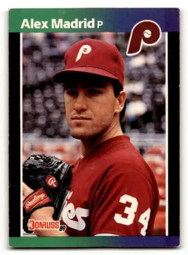 Baseball card of Alex Madrid in jersey number 34 for the Philadelphia Phillies