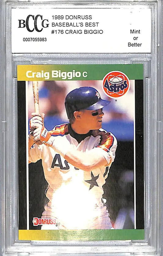 Graded Baseball Card of Craig Biggio in Batting Stance, Houston Astros Uniform