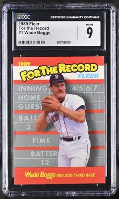 Graded 1989 Fleer Wade Boggs baseball card in CGC 9 with Fleer Wade Boggs branding