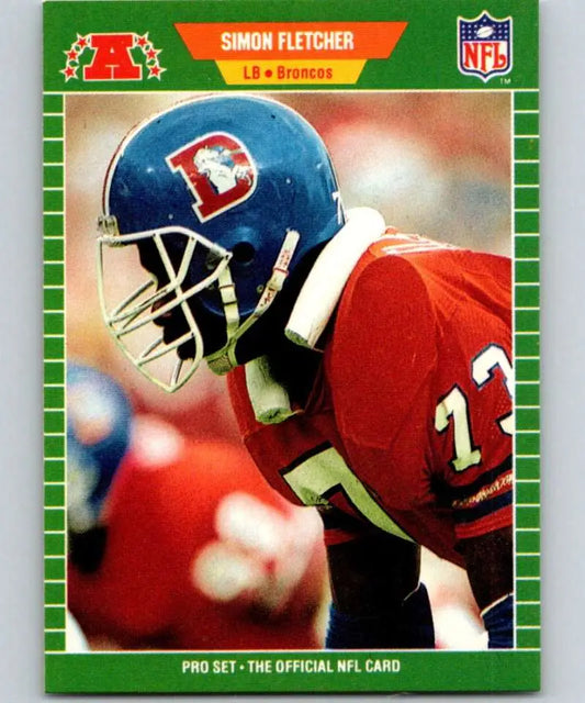 Denver Broncos football helmet with classic D logo for Simon Fletcher rookie card