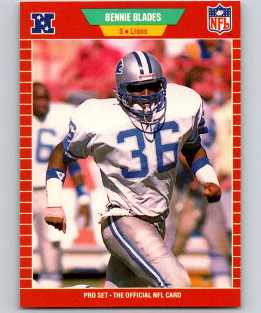 Bennie Blades Rookie Detroit Lions trading card in white jersey and silver pants