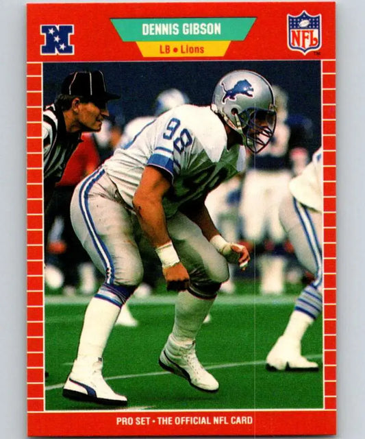 Dennis Gibson in white uniform #39 crouched, Detroit Lions football card image