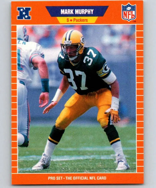 Orange-bordered NFL trading card of Green Bay Packers player Mark Murphy wearing number 37