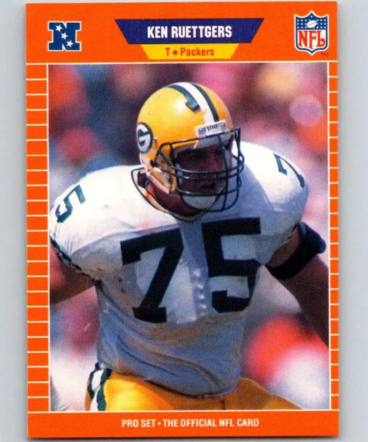 NFL trading card of Ken Ruettgers, Green Bay Packers, 1989 Pro Set #136 rookie card