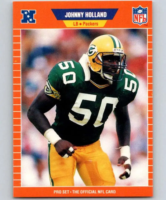Green Bay Packers player wearing jersey number 50 in green and gold uniform