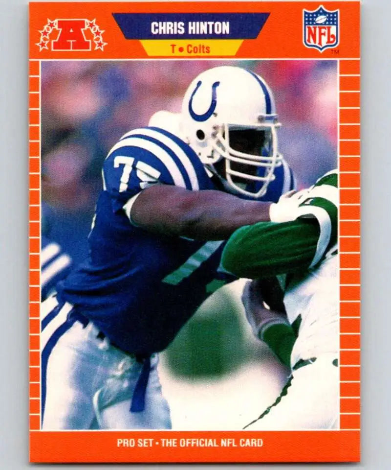 NFL trading card of Chris Hinton #75 in action for the Indianapolis Colts against the Jets