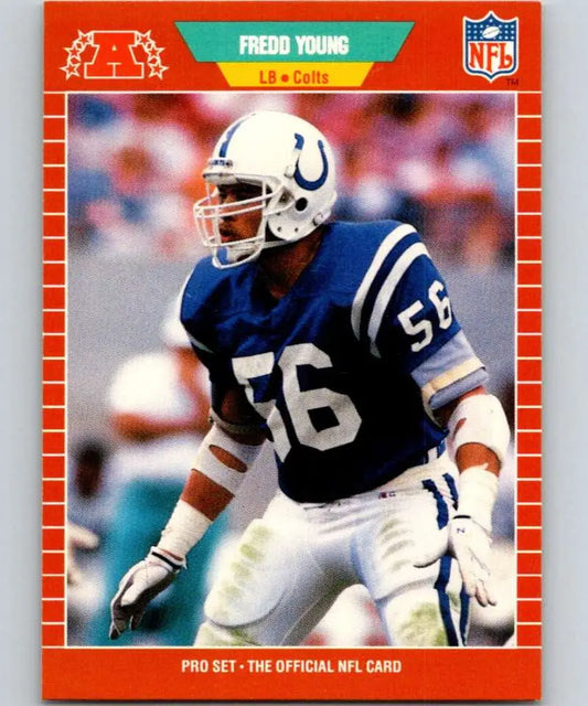 NFL trading card of Fredd Young, Indianapolis Colts linebacker #56 in blue and white uniform