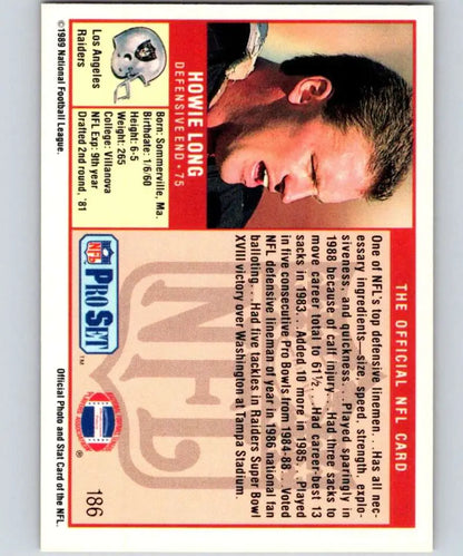 Vintage 1989 Pro Set Howie Long Los Angeles Raiders Football Card in NM-MT condition