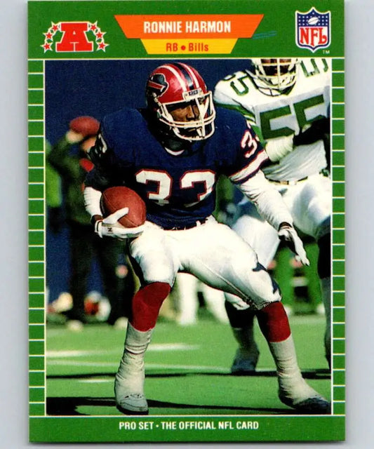 Ronnie Harmon Football Card featuring Buffalo Bills player in red and white uniform