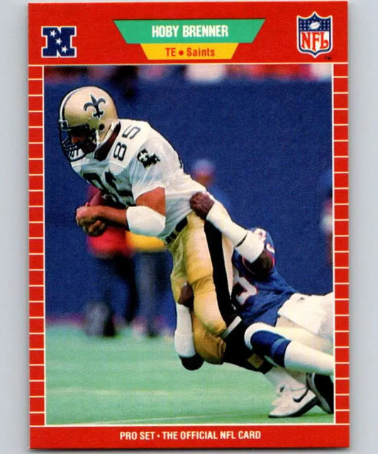 NFL trading card featuring Hoby Brenner of the New Orleans Saints in Pro Set style