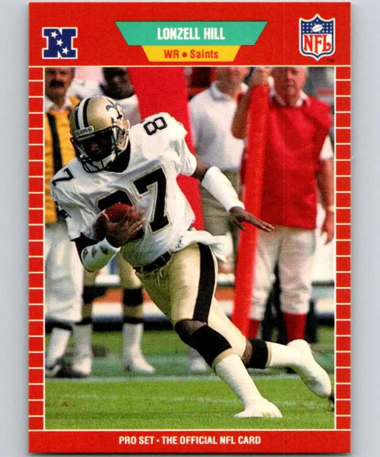Lonzell Hill running with football on 1989 Pro Set New Orleans Saints card
