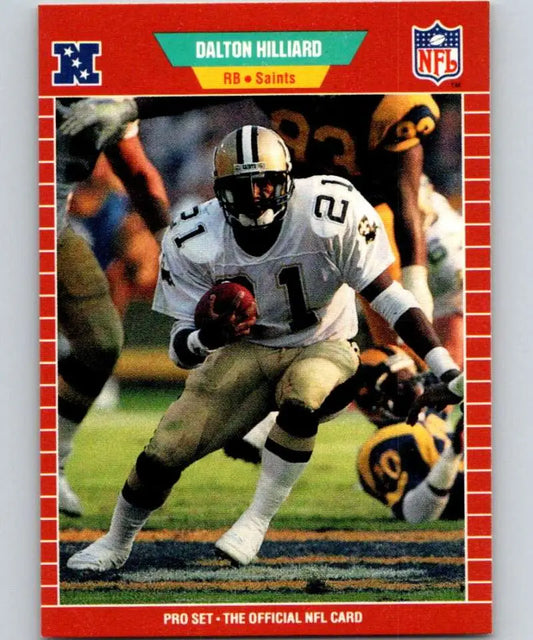 NFL trading card of Dalton Hilliard in New Orleans Saints uniform from Pro Set