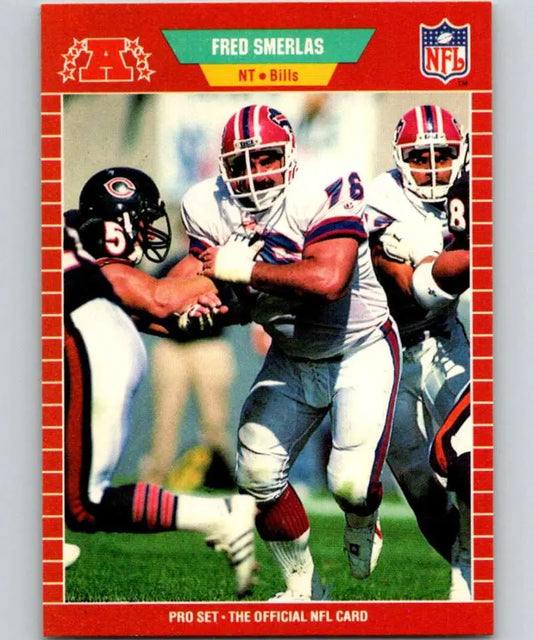 1989 Pro Set #27 Fred Smerlas NM-MT football card featuring Buffalo Bills in action