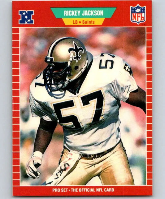 New Orleans Saints player in white and gold jersey number 57 on Rickey Jackson football card