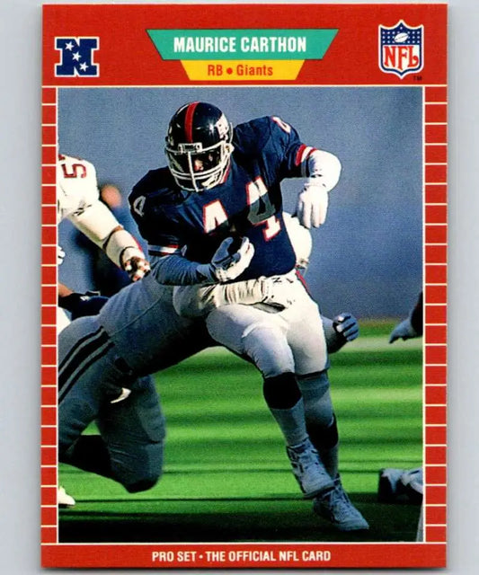 1989 Pro Set Maurice Carthon Football Card featuring New York Giants running back
