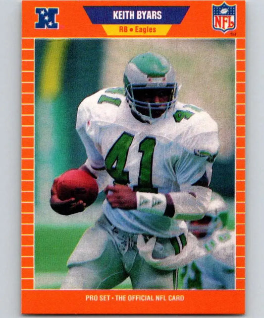 1989 Pro Set Keith Byars Philadelphia Eagles Football Card with orange border