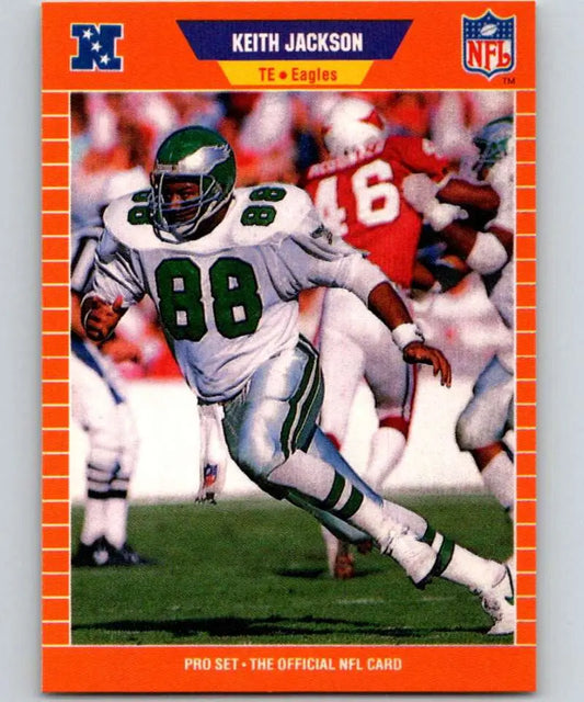 Keith Jackson 1989 Pro Set #318 Rookie Philadelphia Eagles Football Card in green and white uniform