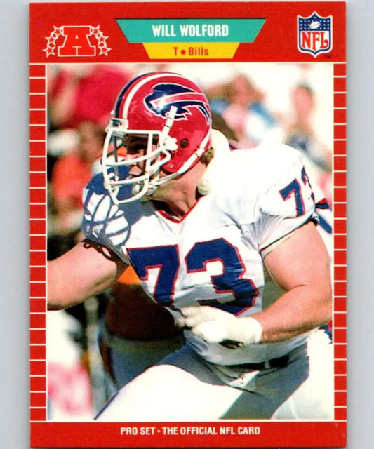 Red-bordered NFL trading card of Will Wolford, Rookie Buffalo Bills player #73