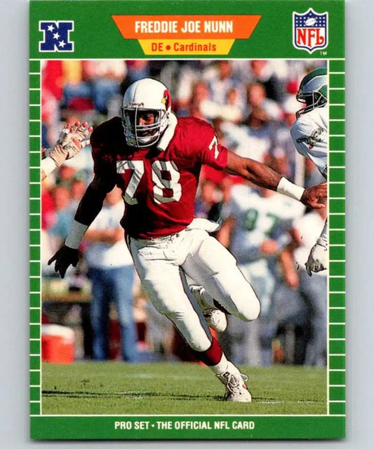 NFL trading card of Freddie Joe Nunn in Phoenix Cardinals red and white uniform