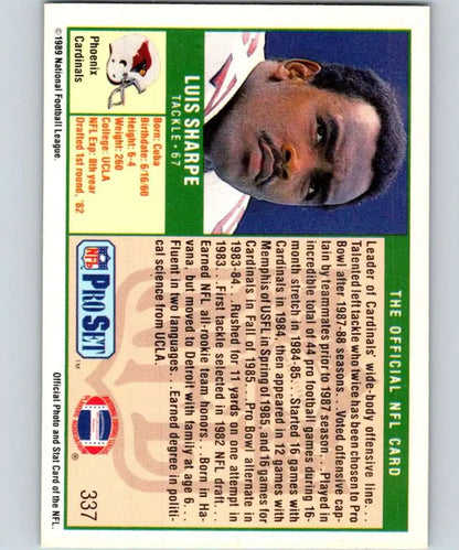 Luis Sharpe Phoenix Cardinals football card from 1989 Pro Set, NM-MT condition