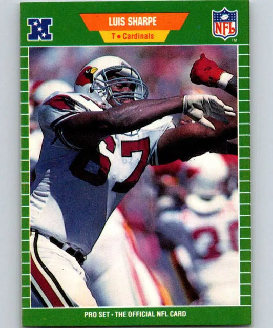 NFL trading card of Luis Sharpe in white uniform for Phoenix Cardinals football card