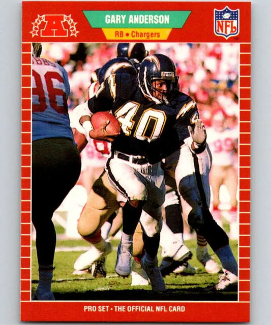 1989 Pro Set #356 Gary Anderson San Diego Chargers running back trading card with red border