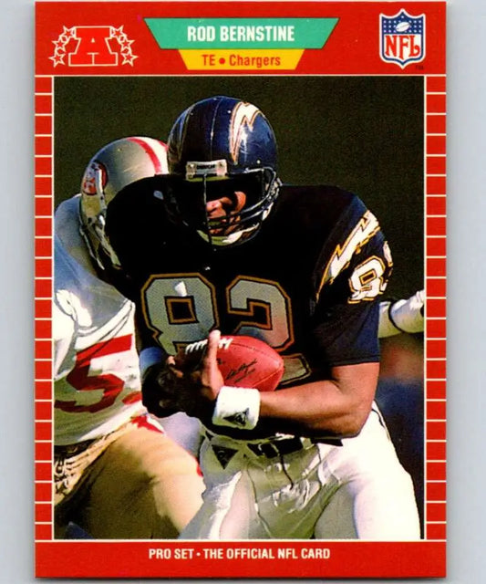 NFL trading card of Rod Bernstine in navy blue jersey for San Diego Chargers
