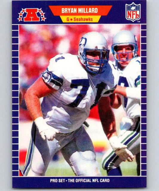 NFL trading card of Bryan Millard in white uniform for Seattle Seahawks football card