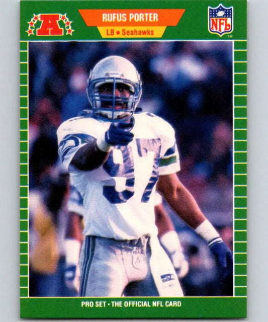 Rufus Porter Seattle Seahawks football card in white uniform pointing forward