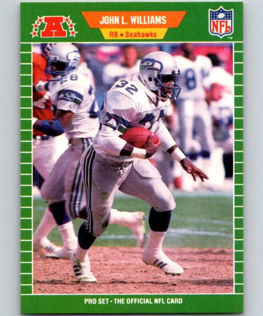 John Williams Seattle Seahawks Football Card with green border in action