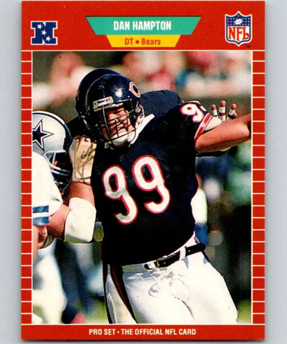 NFL trading card of Dan Hampton, Chicago Bears player wearing number 99 in Pro Set design