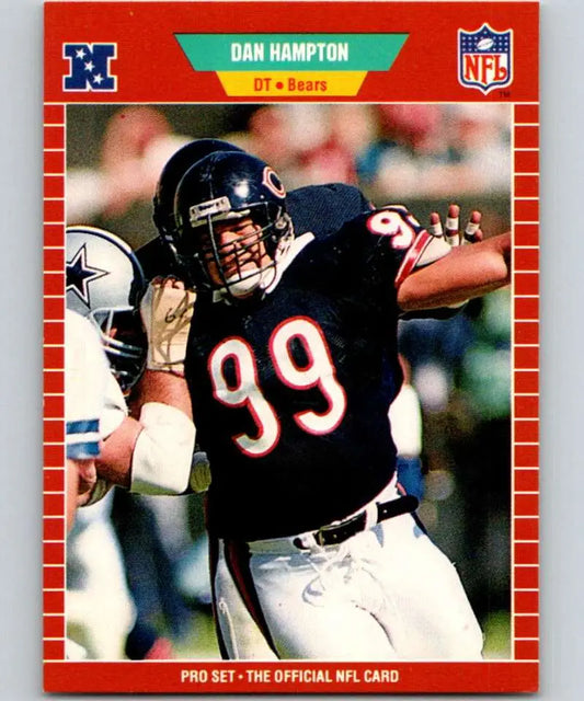 NFL trading card of Dan Hampton, Chicago Bears player wearing number 99 in Pro Set design