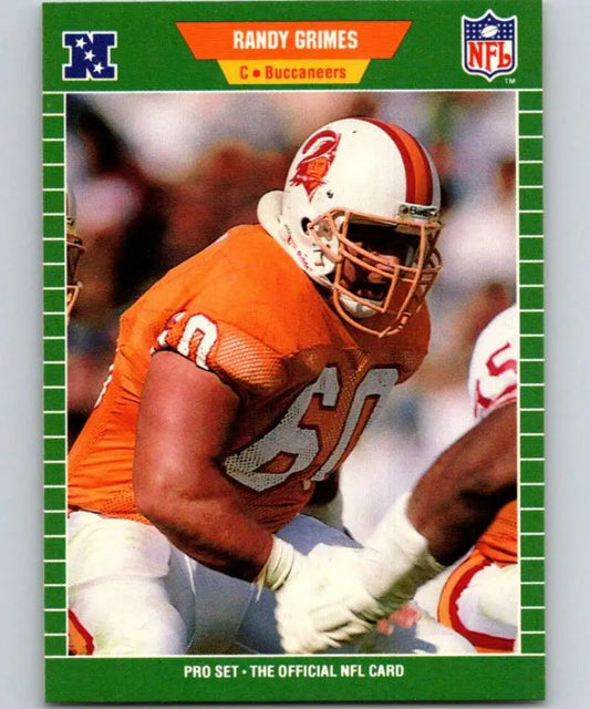 NFL trading card of Randy Grimes in orange jersey #60 for Tampa Bay Buccaneers